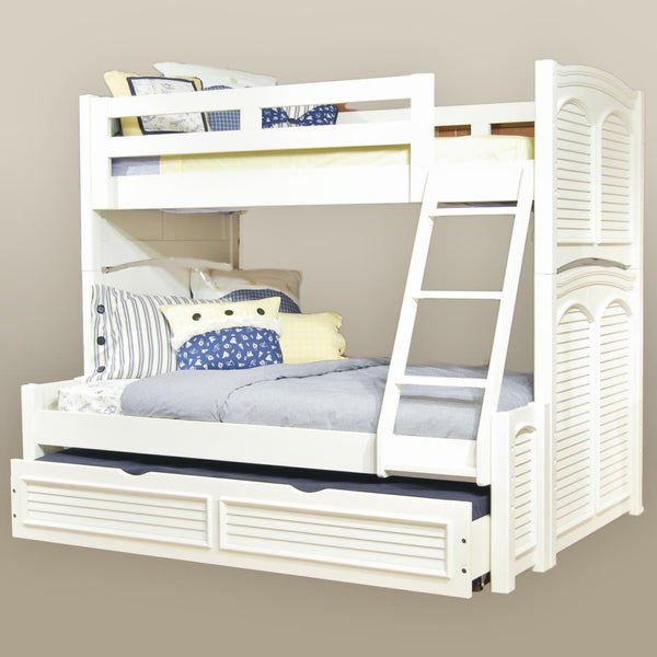 American Woodcrafters Cottage Traditions Complete 3/3 Over 3/3 Bunk Bed in Clean White Cottage Finish