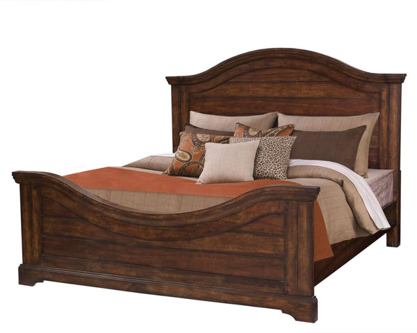 American Woodcrafters Complete Queen Bedroom Set Brown Panel Bed, Dresser, Mirror & Nightstand Tobacco Finish Stonebrook