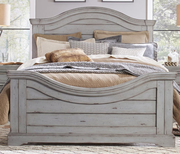 American Woodcrafters Stonebrook Complete King Bed in Light Distressed Antique Gray