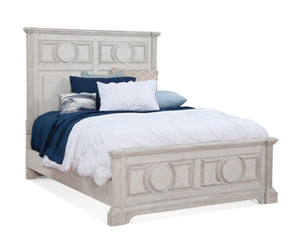 American Woodcrafters Brighten Queen Panel Bed Antique White/Charcoal Brown