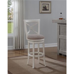 American Woodcrafters Accera Wood Frame Stool Distressed Antique White