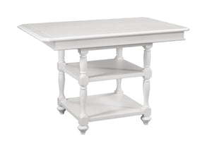 American Woodcrafters Cottage Traditions Gathering Height Table With 18-Inch Leaf Clean White Cottage