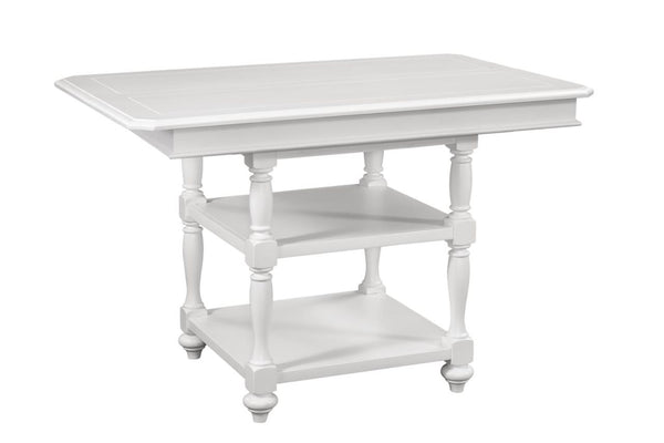 American Woodcrafters Cottage Traditions Gathering Height Table With 18-Inch Leaf Clean White Cottage
