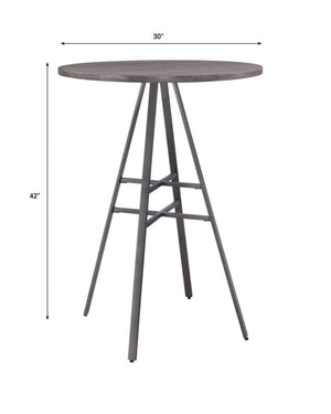 American Woodcrafters Filmore Round Wood Top with Metal Base Pub Tables in Slate Grey with Grey Oak Top