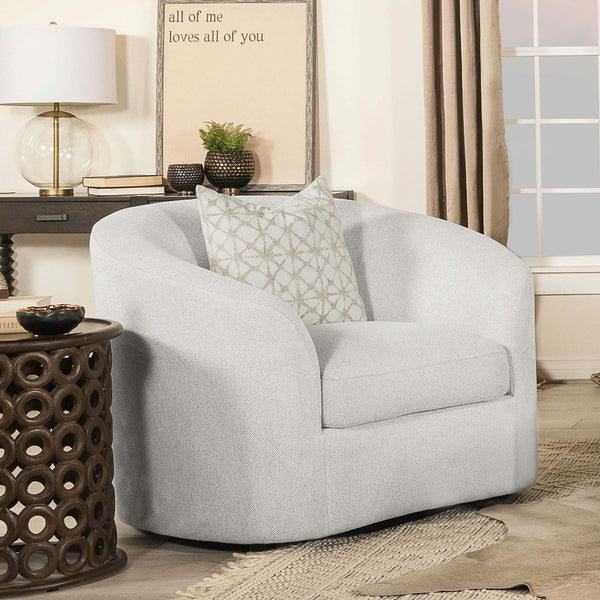 Coaster Rainn Boucle Upholstered Sloped Arm Barrel Chair Latte