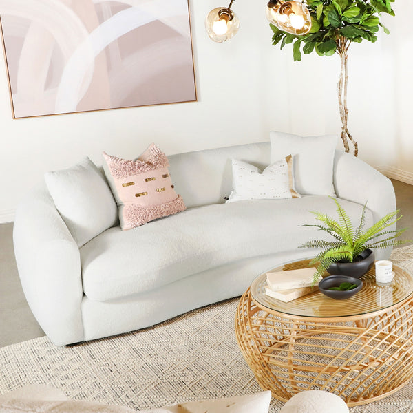 Coaster Isabella Faux Sheepskin Upholstered Sofa Natural