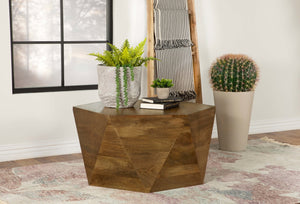 Coaster Zalika Hexagonal Solid Mango Wood Coffee Table Natural