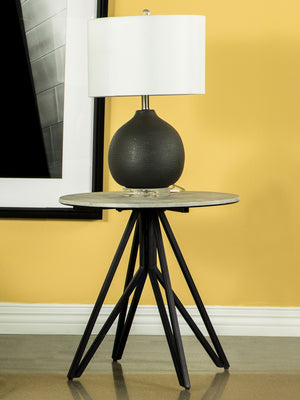 Coaster Hadi Round Smarttop Side End Table Cement & Gunmetal
