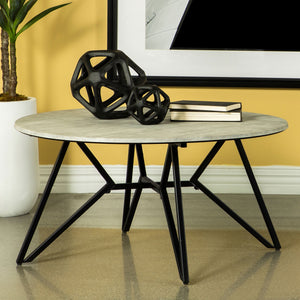 Coaster Hadi Round Smarttop Coffee Table Cement & Gunmetal