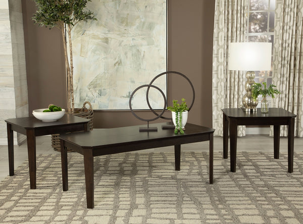 Coaster Amaro 3-Piece Coffee & End Table Set Dark Brown