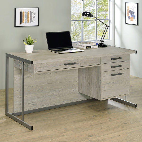 Coaster Loomis 60 Inch 4-Drawer Computer Desk Whitewashed Grey