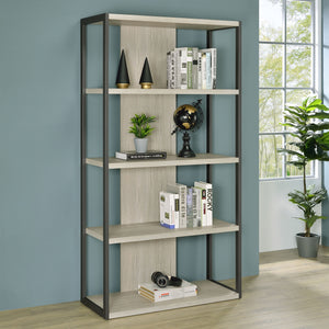 Coaster Loomis 72 Inch A 4-Shelf Bookshelf Whitewashed Grey