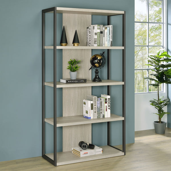 Coaster Loomis 72 Inch A 4-Shelf Bookshelf Whitewashed Grey