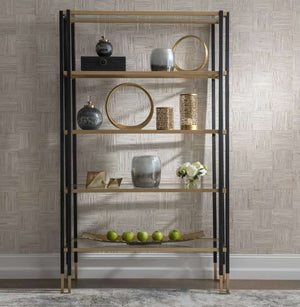 Uttermost Kentmore Black/Gold Etagere Bookcase