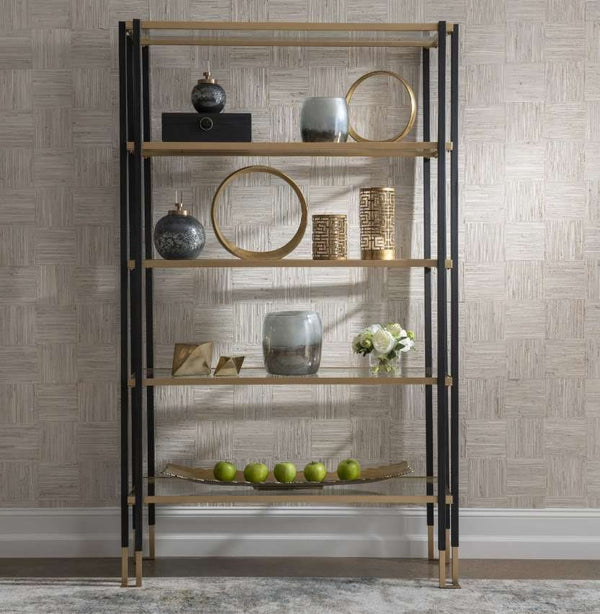 Uttermost Kentmore Black/Gold Etagere Bookcase