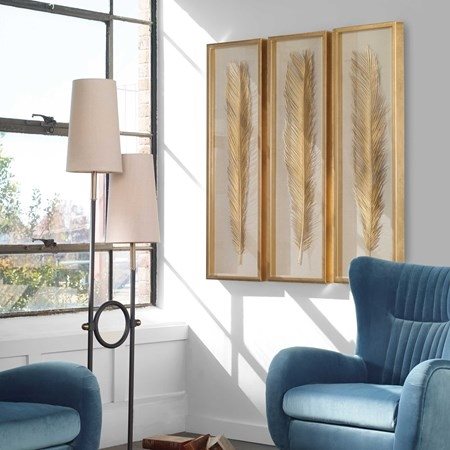 Uttermost Palma 3-Piece Gold Leaf Shadow Box Wall Art