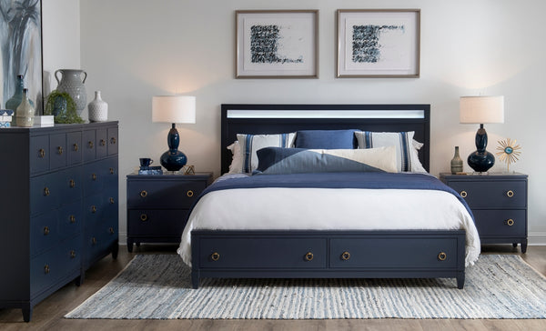 Legacy Classic Complete Panel Bed with Storage King Blue Finish Summerland Inkwell