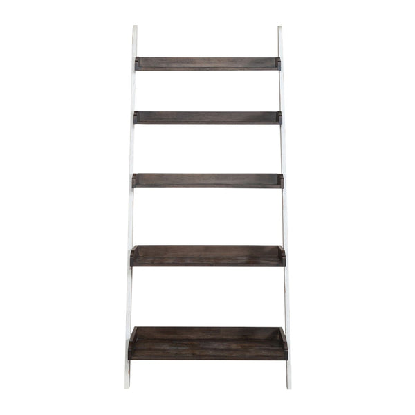 Liberty Furniture Farmhouse Two-Tone White Leaning Bookcase
