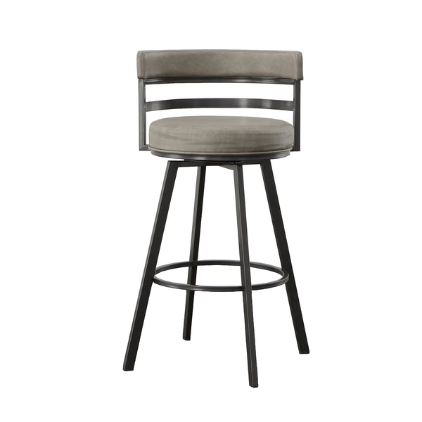 Steve Silver Gene 30-Inch Swivel Bar Stool Gray With Powder-Coated Metal Finish