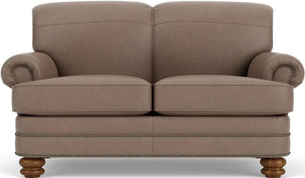 Flexsteel Bay Bridge Taupe Leather Loveseat