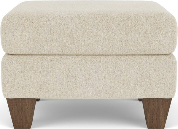 Flexsteel Moxy Shell Ottoman with Medium Brown Legs