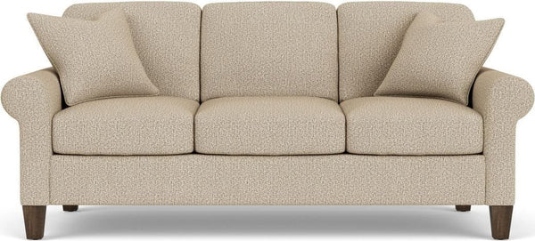 Flexsteel South Haven Fossil Rolled Arm Sofa with Square Legs
