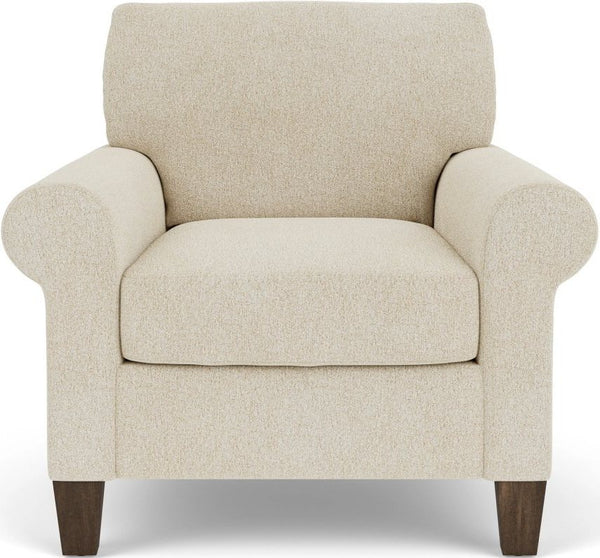Flexsteel South Haven White Shell Rolled Arm Chair with Square Legs