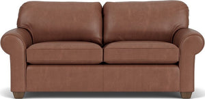 Flexsteel Thornton Umber Two-Cushion Leather Sofa