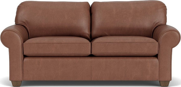 Flexsteel Thornton Umber Two-Cushion Leather Sofa