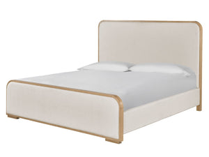 Universal Nomad Canberra Ivory/Tech Oak Queen Upholstered Panel Bed