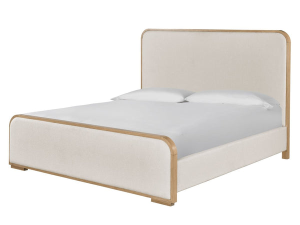Universal Nomad Canberra Ivory/Tech Oak King Upholstered Panel Bed