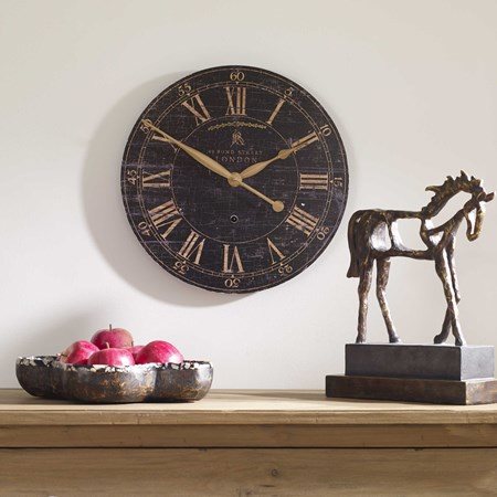 Uttermost Bond Street 18 Inch Black Wall Clock