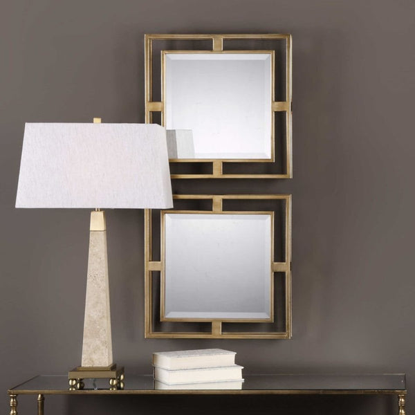 Uttermost Allick 2-Piece Gold Square Mirrors