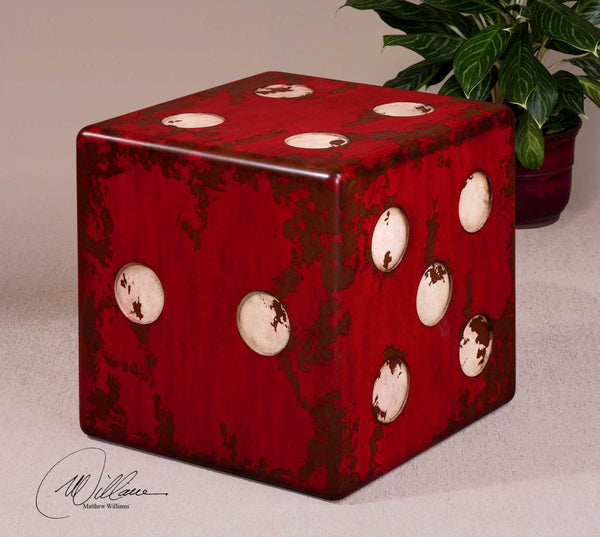 Uttermost Dice Burnt Red Accent Table