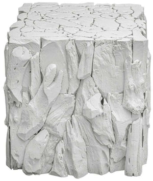 Uttermost Teak Root White Bunching Cube Ottoman