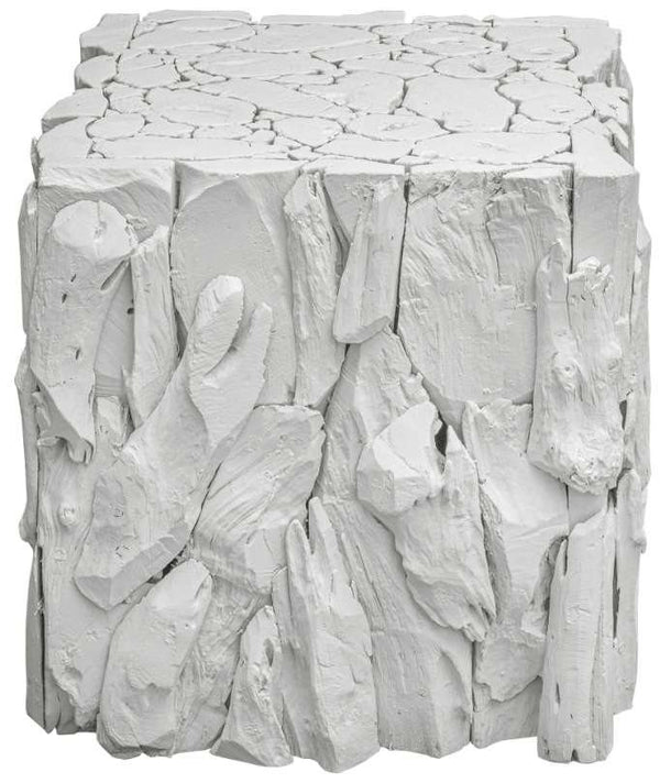 Uttermost Teak Root White Bunching Cube Ottoman