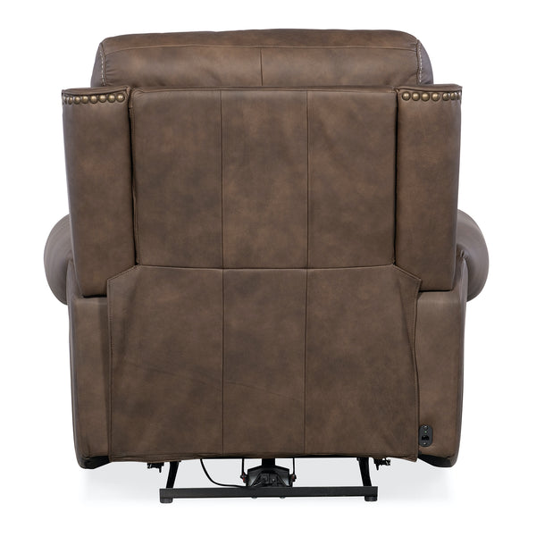 Hooker Furniture Duncan Kalahari Bark Power Leather Recliner with Power Headrest & Lumbar