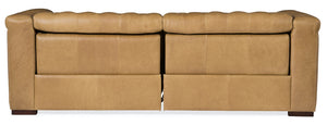 Hooker Furniture Savion Saddlebag Coin Leather Sofa with Power Reclining Power Headrest