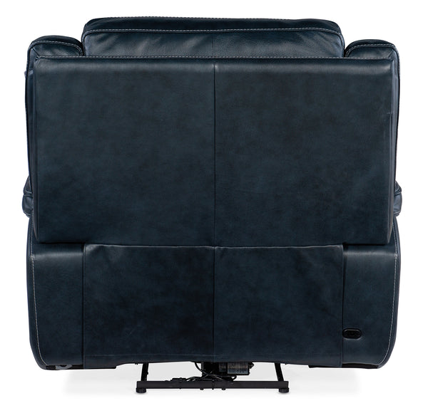 Hooker Furniture Montel Cosmos Cobalt Lay Flat Leather Power Recliner with Power Headrest & Lumbar