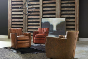 Hooker Furniture Carson Checkmate Rook Swivel Club Leather Chair