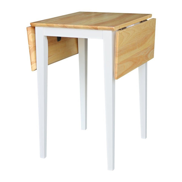 John Thomas Dining Essentials Small Drop Leaf Leg Table in Natural & White