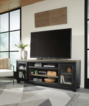 Foyland 83-Inch 2-Door XL TV Stand (Fireplace Optional) Black/Brown