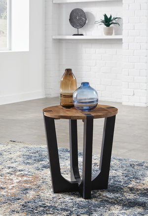 Hanneforth Round End Table Brown/Black