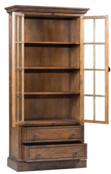 Crestview Hawthorne Estate Distressed Pecan Curio Cabinet