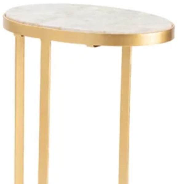 Crestview Victoria Gold/White Accent Table