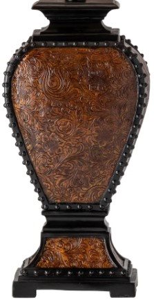 Crestview Resin Tooled Leather Black/Brown/Tan Table Lamp