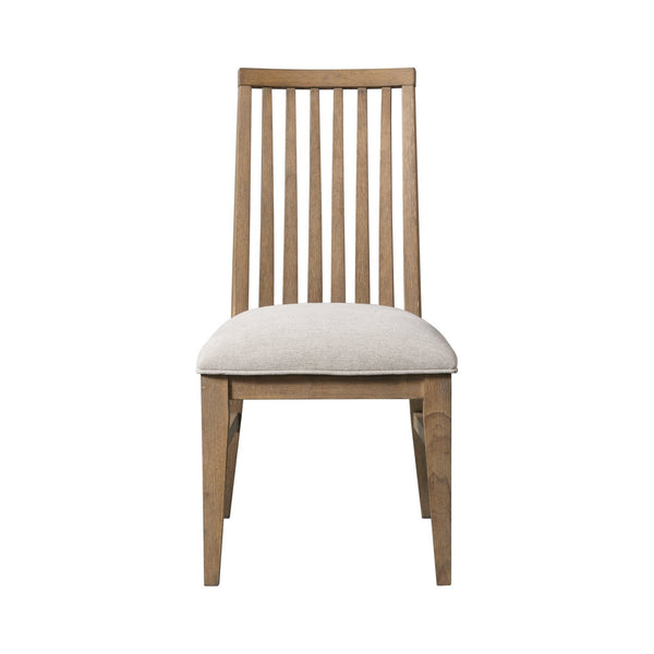 Intercon Landmark Weathered Oak Modern Slat Back Dining Side Chair with Webbed Seat