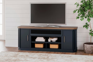 Landocken 83-Inch 2-Door XL TV Stand (Fireplace Optional) Brown/Blue