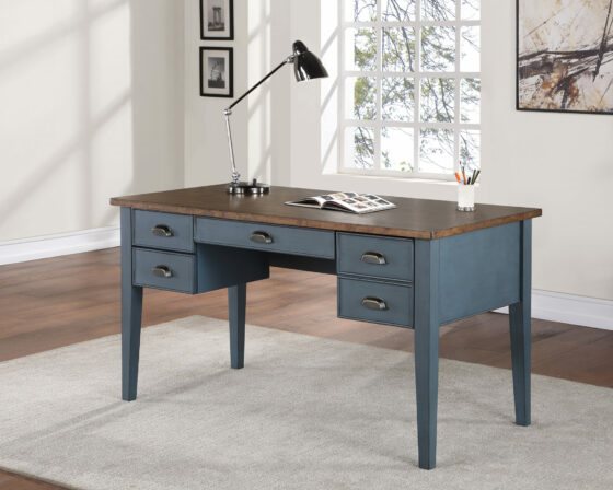 Martin Furniture Fairmont Dusty Blue Half Pedestal Desk