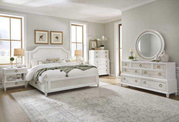 American Woodcrafters Switchgrass King Mansion Headboard White/Stone Cane